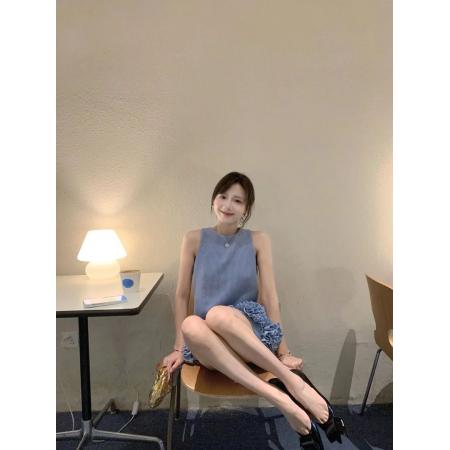 FA39069# 夏季新款法式气质御姐风花朵设计感无袖连衣裙女时尚性感短裙 服裝批發女裝批發服飾貨源