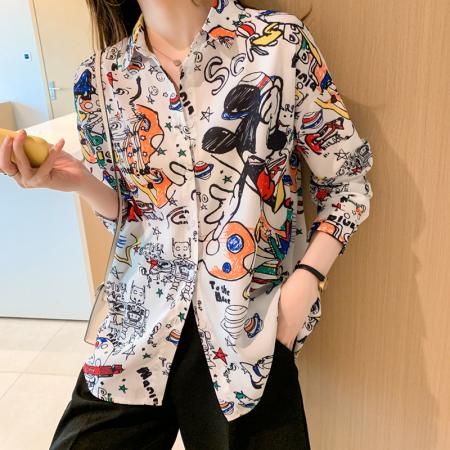 FA39090# 洋气休闲秋季新款女装翻领雪纺衫上衣开衫衬衫打底衫衬衣 服裝批發女裝批發服飾貨源