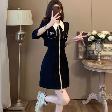时尚流行刺绣连衣裙女春季新款时...