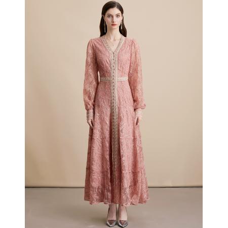 FA39146# 法式高级感气质名媛风连衣裙优雅收腰显瘦长款裙子 服裝批發女裝批發服飾貨源
