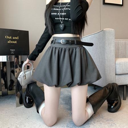 FA39177# 早秋西装花苞半身裙高级灰色少女蛋糕裙短裙 服裝批發女裝批發服飾貨源