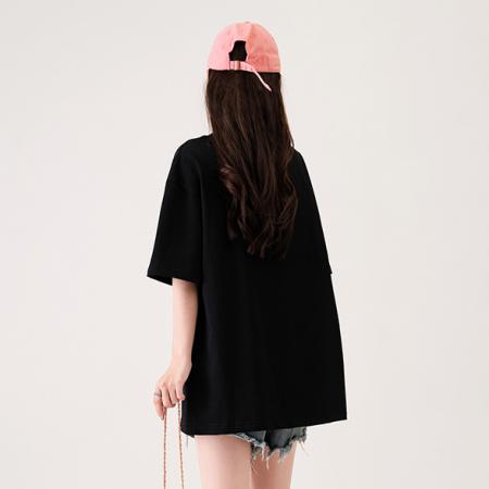 FA39231# 短袖t恤女夏韩版刺绣中长圆领上衣大码女装  服裝批發女裝批發服飾貨源