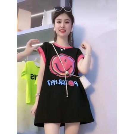 FA39233# 珠地短袖t恤女夏中长款无袖背心潮圆领上衣大码女装200斤  服裝批發女裝批發服飾貨源
