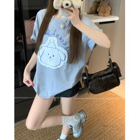 FA39245# 纯棉短袖t恤夏新款潮贴布卡通圆领上衣韩版女装  服裝批發女裝批發服飾貨源