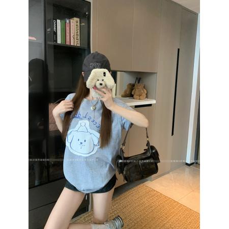 FA39245# 纯棉短袖t恤夏新款潮贴布卡通圆领上衣韩版女装  服裝批發女裝批發服飾貨源