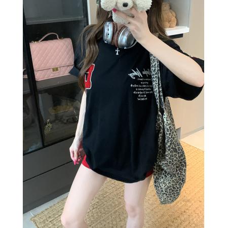 FA39249# 纯棉短袖t恤男夏新款中长宽松刺绣圆领上衣女装  服裝批發女裝批發服飾貨源
