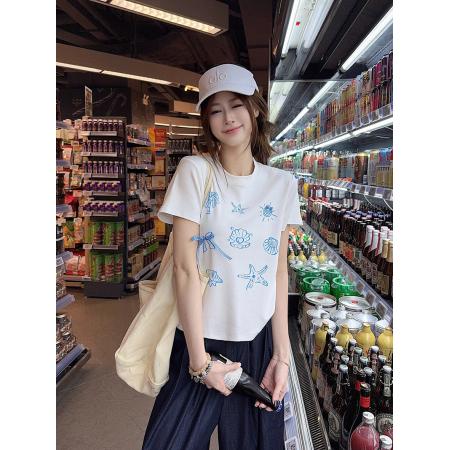 FA39255# 水柔棉双面短袖t恤夏新款修身短款圆领上衣韩版女装  服裝批發女裝批發服飾貨源