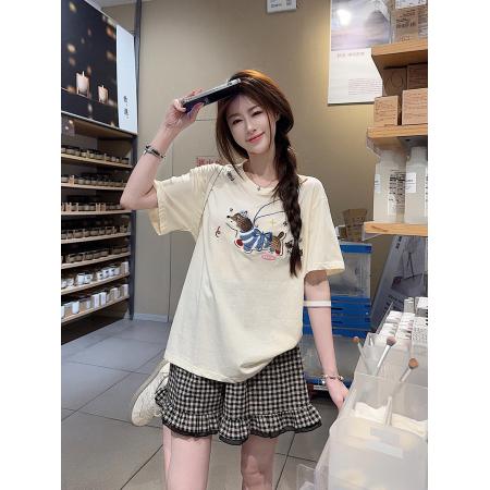FA39257# 超爽棉短袖t恤夏新款潮刺绣花宽松正肩圆领上衣女装  服裝批發女裝批發服飾貨源