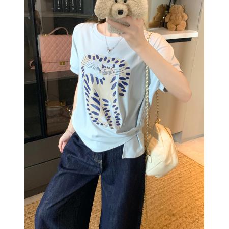 FA39260# 大码女装200斤1*1螺纹短袖t恤夏新款潮短款宽松圆领上衣  服裝批發女裝批發服飾貨源