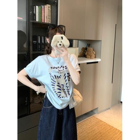 FA39260# 大码女装200斤1*1螺纹短袖t恤夏新款潮短款宽松圆领上衣  服裝批發女裝批發服飾貨源