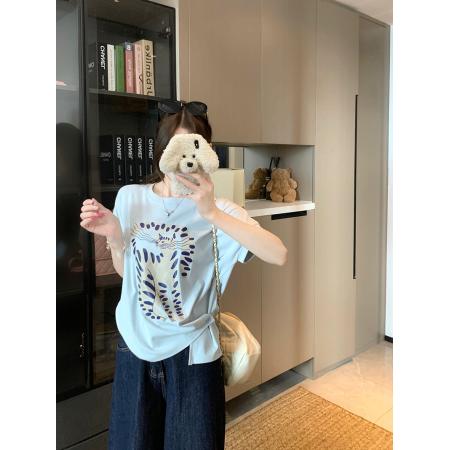 FA39260# 大码女装200斤1*1螺纹短袖t恤夏新款潮短款宽松圆领上衣  服裝批發女裝批發服飾貨源