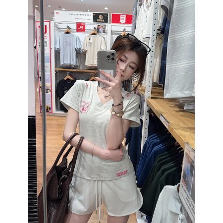 FA39264# 短袖t恤夏新款潮修身短款刺绣花V领上衣女装  服裝批發女裝批發服飾貨源