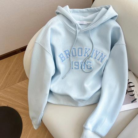 FA39301# 纯棉华棉复合卫衣秋季薄款短款宽松刺绣上衣女装  服裝批發女裝批發服飾貨源