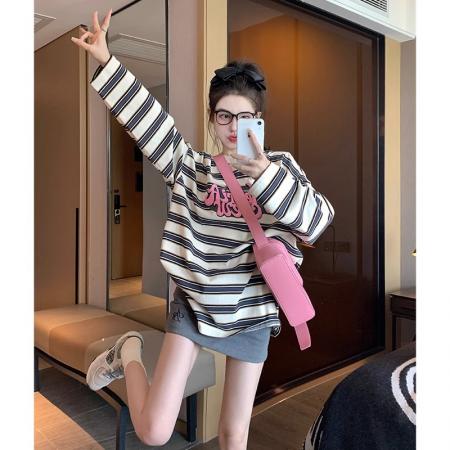 FA39302# 秋季新款薄款圆领长袖t恤上衣韩版女装  服裝批發女裝批發服飾貨源