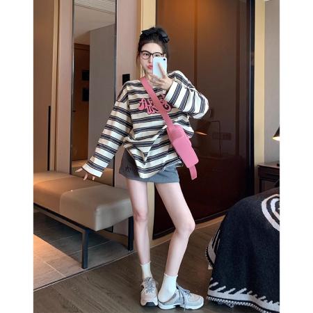 FA39302# 秋季新款薄款圆领长袖t恤上衣韩版女装  服裝批發女裝批發服飾貨源