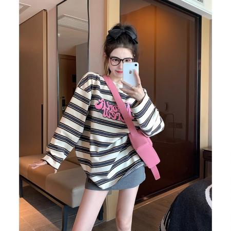 FA39302# 秋季新款薄款圆领长袖t恤上衣韩版女装  服裝批發女裝批發服飾貨源