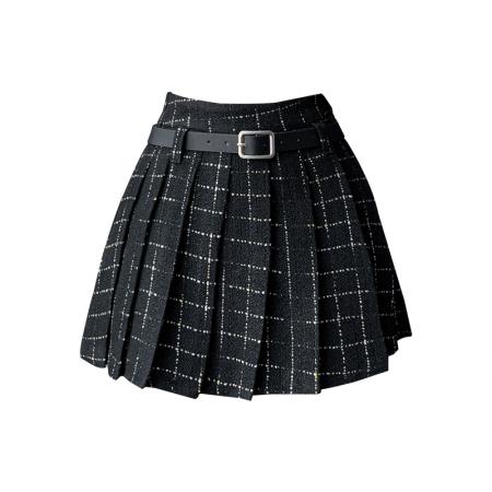 FA39310# 小香风百褶裙女秋冬款A字半身裙辣妹高腰短裙子  服裝批發女裝批發服飾貨源