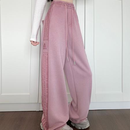 FA39366# 原版包边高街条纹运动裤女秋季美式卫裤宽松休闲裤子  服裝批發女裝批發服飾貨源