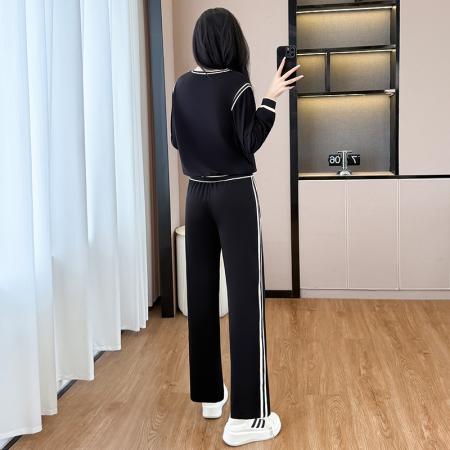 FA39402# 秋季新款大码女装休闲运动套装胖女孩时尚印花上衣阔腿裤两件套女  服裝批發女裝批發服飾貨源