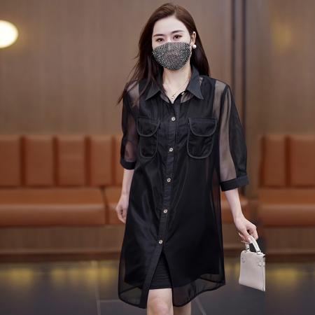FA39405# 秋装新款大码女装衬衣套装裙胖妹妹宽松显瘦中长款衬衫两件套  服裝批發女裝批發服飾貨源