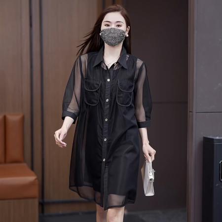 FA39405# 秋装新款大码女装衬衣套装裙胖妹妹宽松显瘦中长款衬衫两件套  服裝批發女裝批發服飾貨源