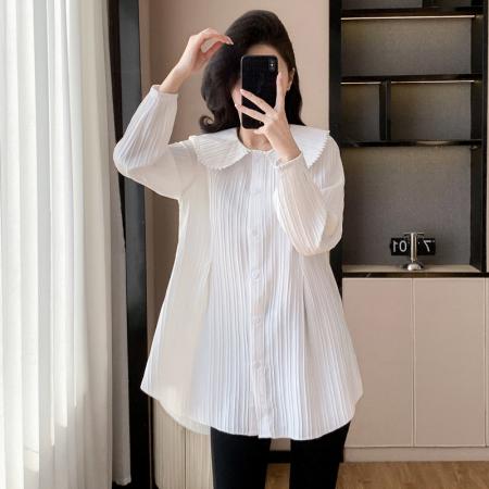 FA39406# 大码女装长袖衬衫秋季新款时尚胖妹妹宽松洋气减龄长袖衬衣女  服裝批發女裝批發服飾貨源