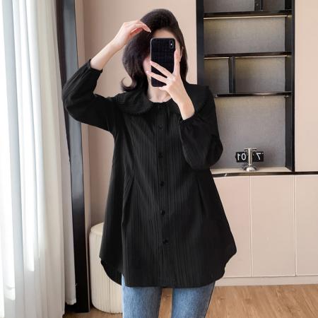 FA39406# 大码女装长袖衬衫秋季新款时尚胖妹妹宽松洋气减龄长袖衬衣女  服裝批發女裝批發服飾貨源