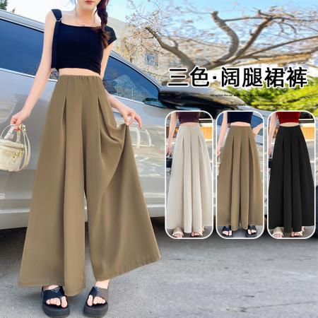 FA39416# 休闲阔腿裤裙女秋高腰显瘦裙裤慵懒坠感裤子女  服裝批發女裝批發服飾貨源