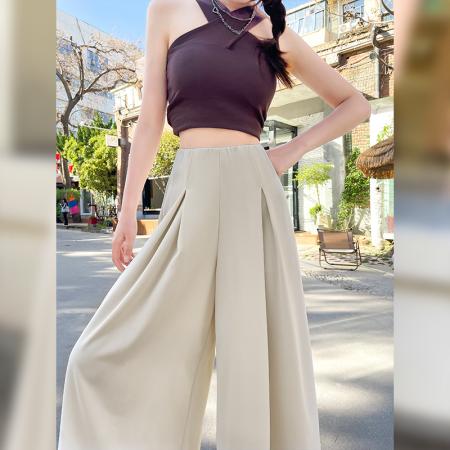 FA39416# 休闲阔腿裤裙女秋高腰显瘦裙裤慵懒坠感裤子女  服裝批發女裝批發服飾貨源