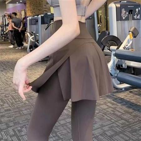 YF5833# 夏季假两件开叉设计感提臀显瘦运动休闲春秋鲨鱼裤