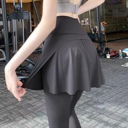 YF5833# 夏季假两件开叉设计感提臀显瘦运动休闲春秋鲨鱼裤