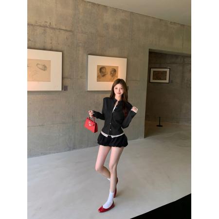 FA39452# 设计感撞色气质假两件长袖T恤女装秋季收腰显瘦百搭上衣 服裝批發女裝批發服飾貨源