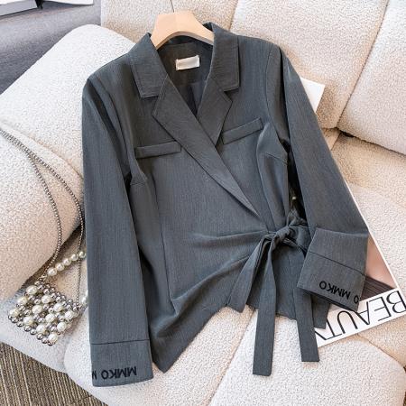 FA39457# 高端新款短款小西服秋季新款气质系带蝴蝶结复古西服外套 服裝批發女裝批發服飾貨源