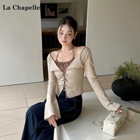 FA39462# 纯欲风蕾丝白色蝴蝶结衬衫女秋装辣妹性感挂脖镂空小衫上衣 服裝批發女裝批發服飾貨源