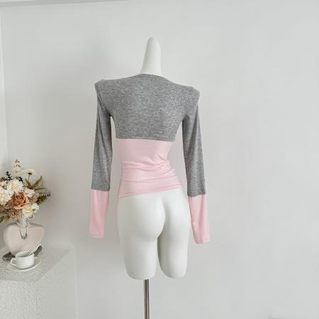 FA39474# ''失落玫瑰‘’蕾丝假两件针织上衣 服裝批發女裝批發服飾貨源
