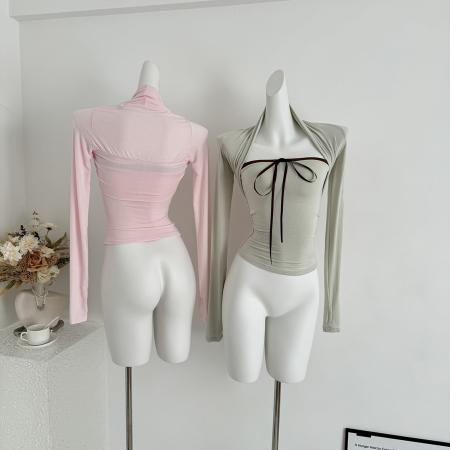 FA39475# 绑结抹胸坎肩开衫两件套 服裝批發女裝批發服飾貨源