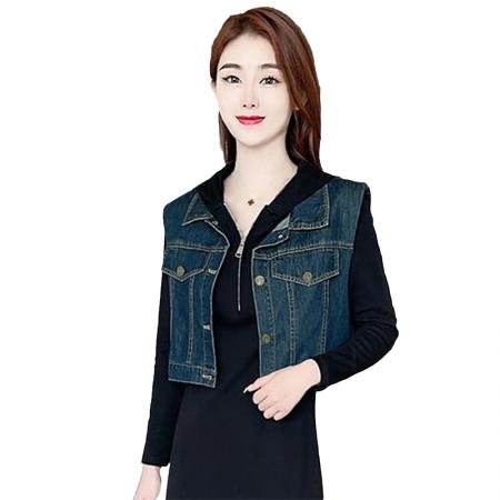 FA39508# 时尚套装裙女春秋季新款洋气减龄连帽牛仔马甲两件套 服裝批發女裝批發服飾貨源