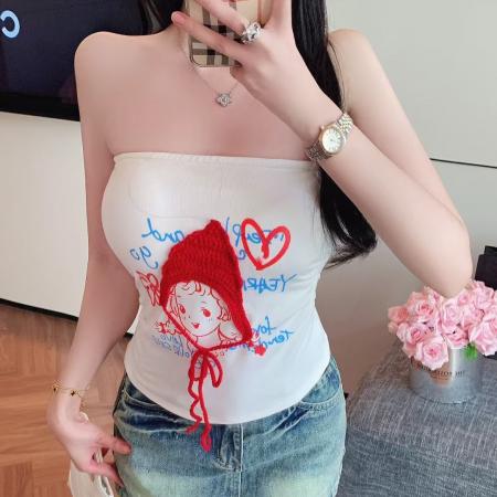 FA39562# 韩系ins小红帽女孩纯棉短袖t恤女夏季少女风百搭背心上衣 服裝批發女裝批發服飾貨源