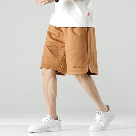 FA39665# 夏季爆款短裤男麂皮绒钢印潮牌五分裤薄款休闲裤男中裤宽松运动裤男篮球裤子男士大裤衩男装 服装批发男装批发男士服饰批发