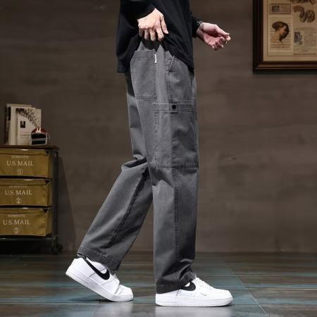 FA39672# 复古高街工装裤男直筒阔腿休闲裤新款时尚潮流ins长裤 服装批发男装批发男士服饰批发