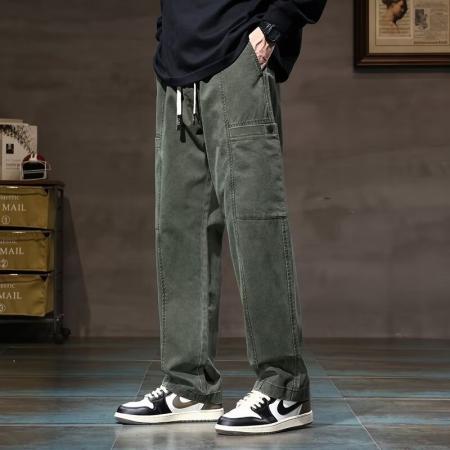 FA39672# 复古高街工装裤男直筒阔腿休闲裤新款时尚潮流ins长裤 服装批发男装批发男士服饰批发