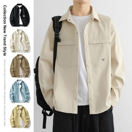 FA39676# 夹克男工装衬衫男长袖春秋季新款宽松潮牌休闲衬衣外套 服装批发男装批发男士服饰批发
