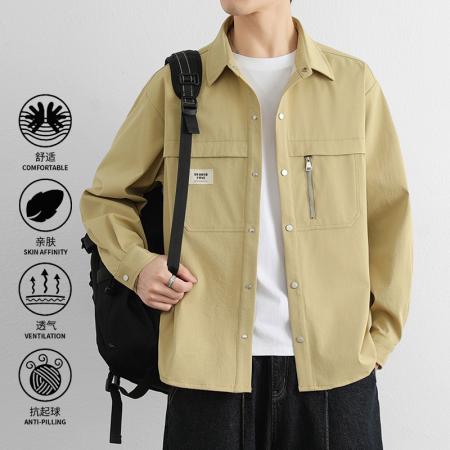 FA39677# 夹克男新款宽松潮牌工装衬衫男长袖春秋季休闲衬衣外套 服装批发男装批发男士服饰批发