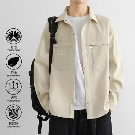 FA39677# 夹克男新款宽松潮牌工装衬衫男长袖春秋季休闲衬衣外套 服装批发男装批发男士服饰批发