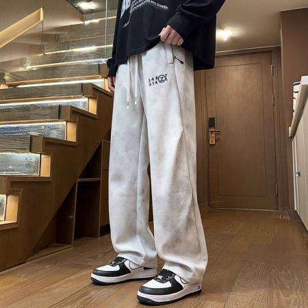 FA39692# 休闲裤男裤子冲锋裤男春秋款美式复古阔腿裤男士宽松直筒休闲长裤垂感卫裤中性男女款 服装批发男装批发男士服饰批发