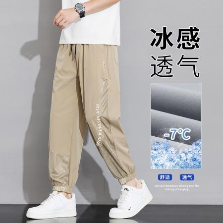 FA39701# 透气网眼镂空休闲裤子男士夏季薄款透气裤子潮牌束脚运动长裤男 服装批发男装批发男士服饰批发