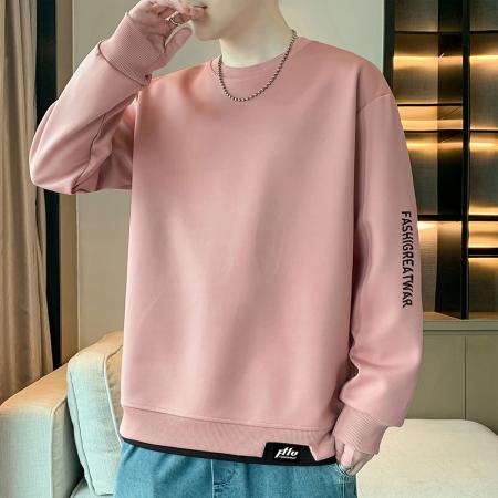 FA39734# 春秋季新款男士卫衣休闲百搭青年帅气套头圆领大码纯色长袖T恤卫衣男 服装批发男装批发男士服饰批发