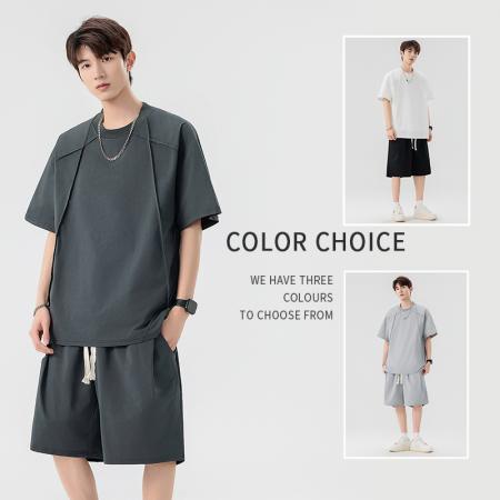 FA39772# 短袖男新款夏季薄款宽松舒适透气休闲上衣男纯色圆领短袖男运动T恤男 服装批发男装批发男士服饰批发