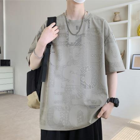 FA39778# 夏季新款大码满印圆领印花休闲潮牌短袖T恤 服装批发男装批发男士服饰批发