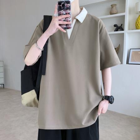 FA39780# 夏季新款大码公版V领潮流休闲青少年POLO 服装批发男装批发男士服饰批发